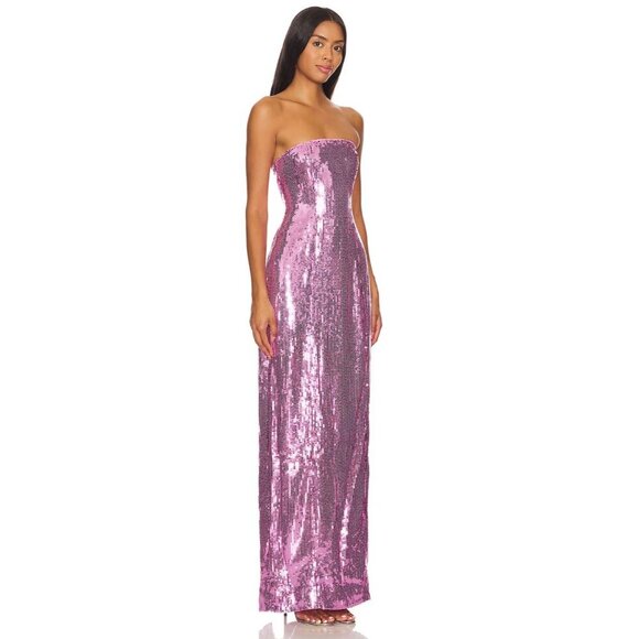 retrofete Ember Sequin Strapless Maxi Dress Pink Womens Size XS - Picture 2 of 12